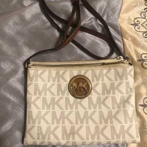 Michael Kors White/Tan Crossbody